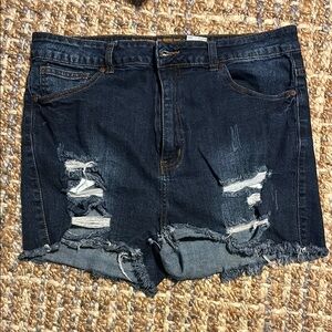 VIP jeans Distressed Denim Shorts - Dark Blue